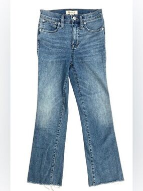 Madewell Cali Demi-Boot Jeans Raw Hem Cropped Flare Size 23 Stretch